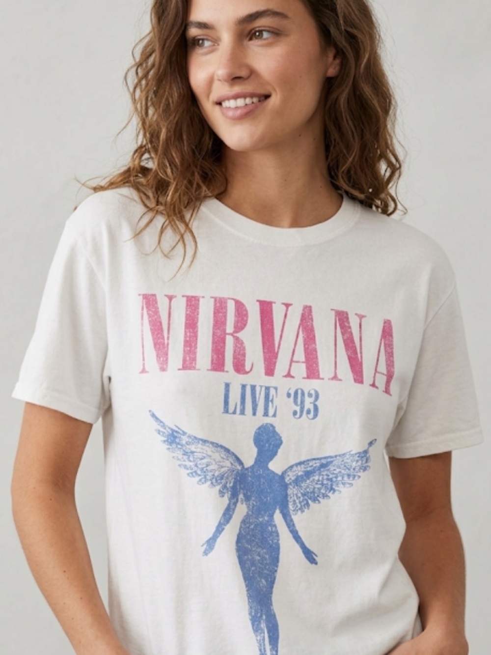NIRVANA  🎸 Pink & White Band Tee | Blue Angel | Live ‘93